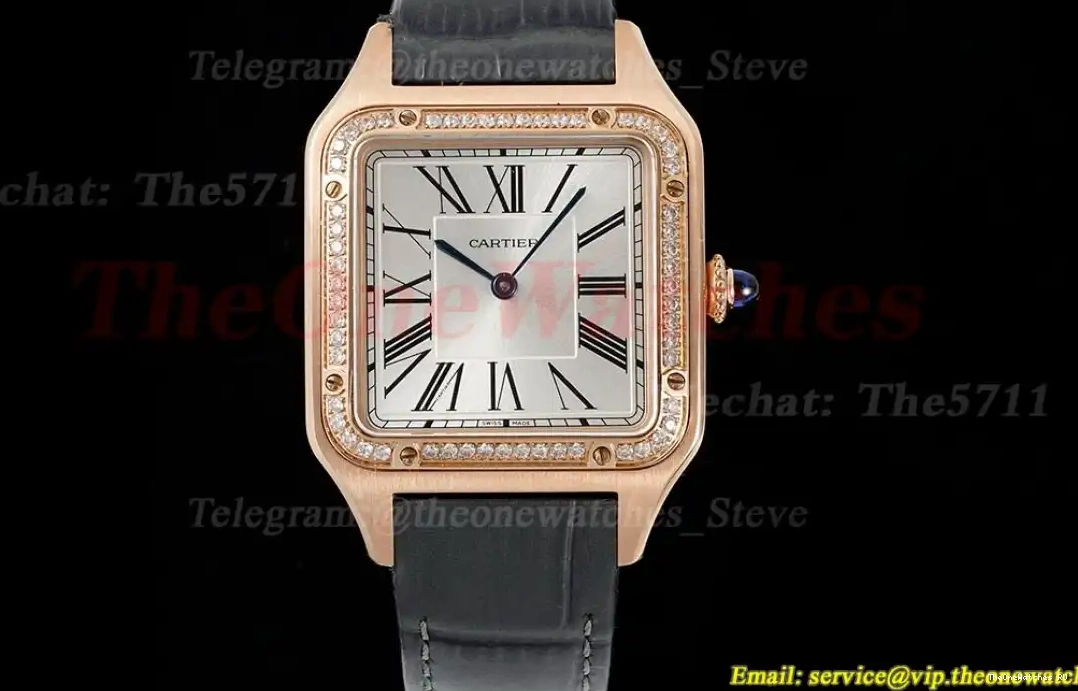 Grey LE Dial Santos AF Dumont Silver Dia RG Quartz 0615